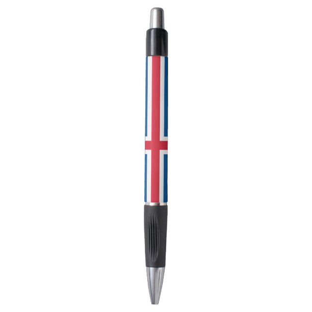 Stylo patriotique avec drapeau d'Islande (Devant (Vertical))
