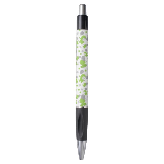 Stylo Pattern of Green Elephants, Cute Elephants, stars (Devant (Vertical))