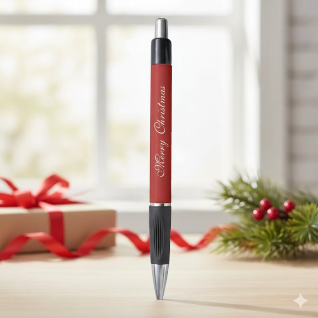 Stylo personnalisé avec texte Joyeux Noël marque E (Créateur téléchargé)