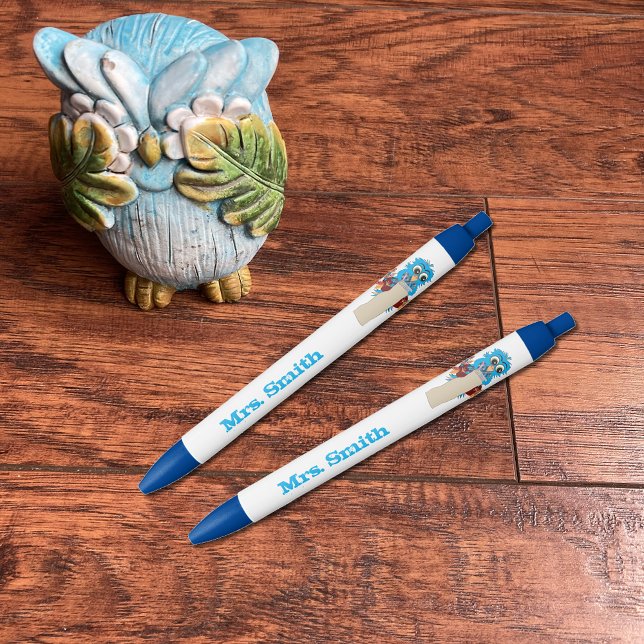 Stylo personnalisé enseignant de chouette bleue (Créateur téléchargé)