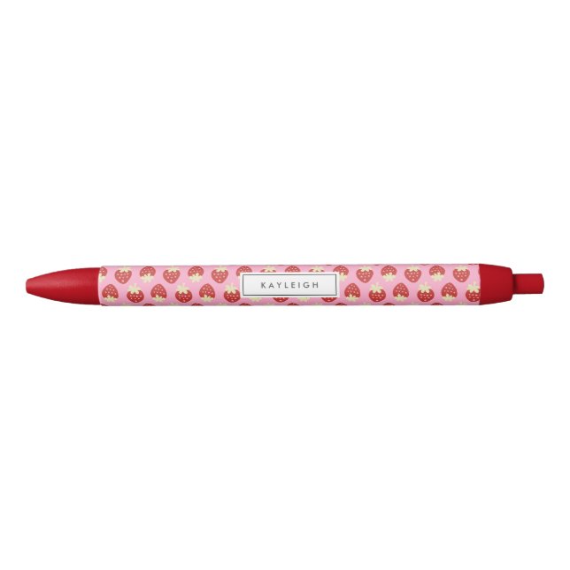 Stylo personnalisé Flip fraise (Devant)