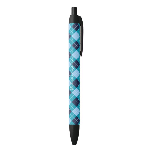 Stylo personnalisé noir Argyle bleu  (Bas (Vertical))