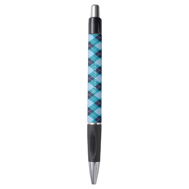 Stylo personnalisé noir argyle bleu  (Devant (Vertical))