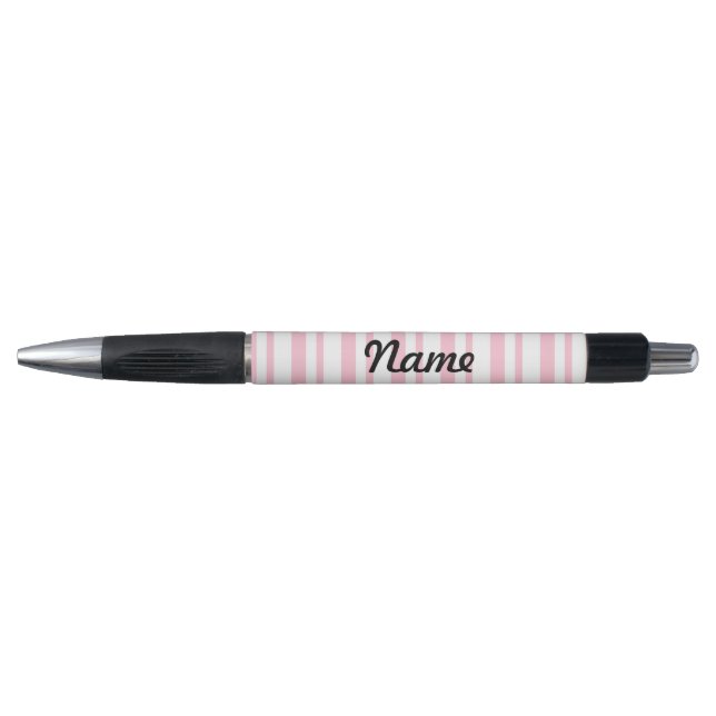Stylo personnalisé rayure rose (Devant)