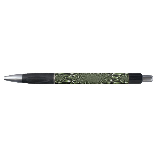 Stylo Pétales de feuilles de forêt verte blanche (Devant)