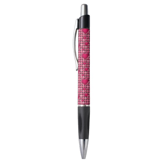 Stylo Pile rose avec des coeurs (Haut (Vertical))