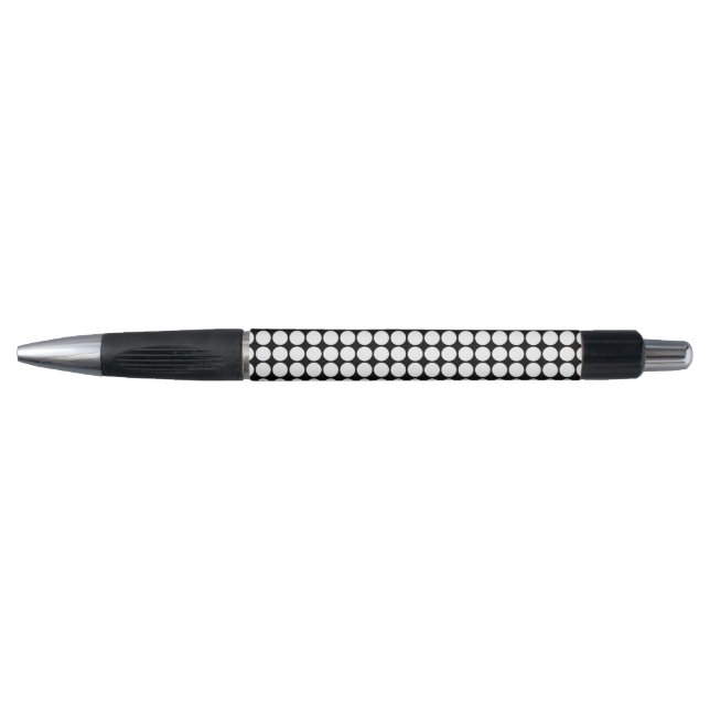 Stylo Points Blancs Minimaux sur Fond Noir Uni (Devant)