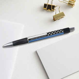 Stylo Police Mince Ligne Bleue Officier du drapeau améri