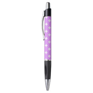 Stylo Polka blanche croise sur lilas