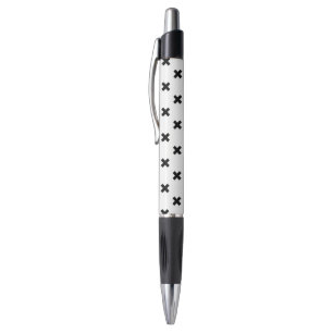 Stylo Polka noire croise sur blanc