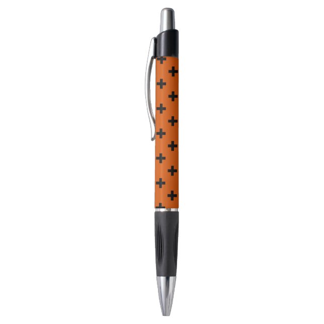 Stylo Polka noire croise sur orange (Haut (Vertical))