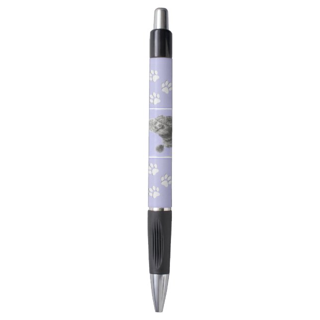 Stylo Poodé Jouet miniature Argent gris bleu Chien Art (Devant (Vertical))