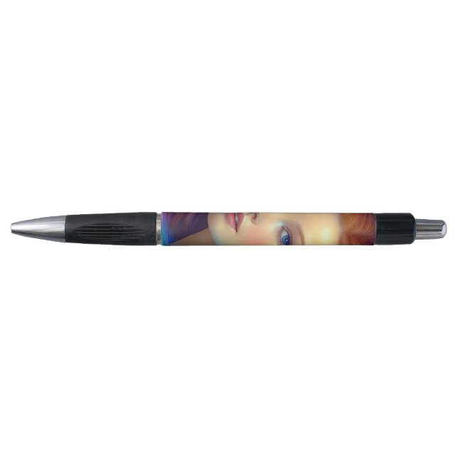 Stylo Portrait de cheveux arc-en-ciel enchanté (Devant)