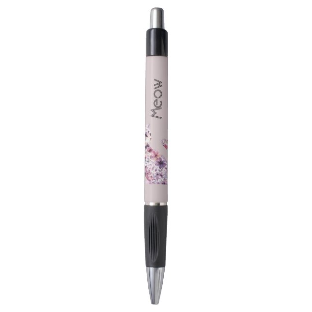 Stylo Pretty Pink Purple Roses Floral Cat (Devant (Vertical))