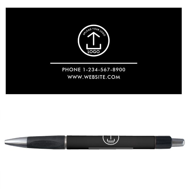 Stylo Professionnel Logo d'entreprise Coordonnées Noir (Professional Business Logo Contact Details Black Pen)