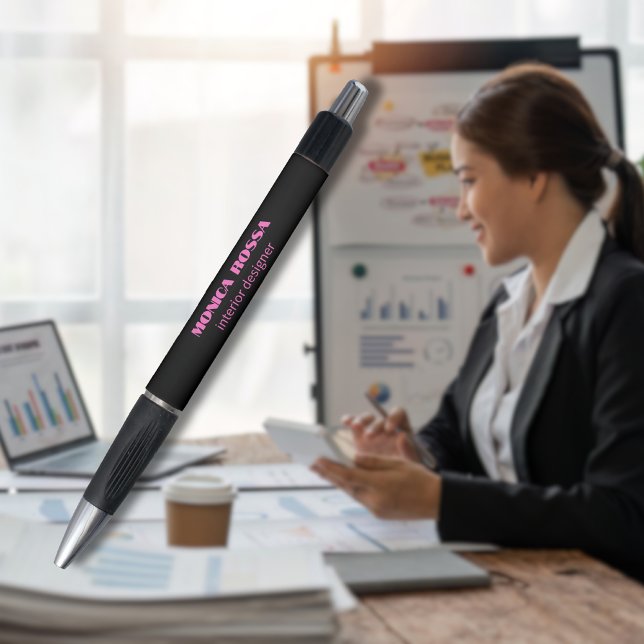 Stylo Professionnel Simple Moderne Rose Néon Noir (Créateur téléchargé)