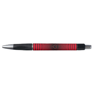 Stylo rayé rouge noir avec cœur Choisissez la coul