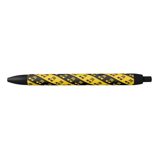 Stylo rayonné noir et jaune de motif de seizième (Devant)