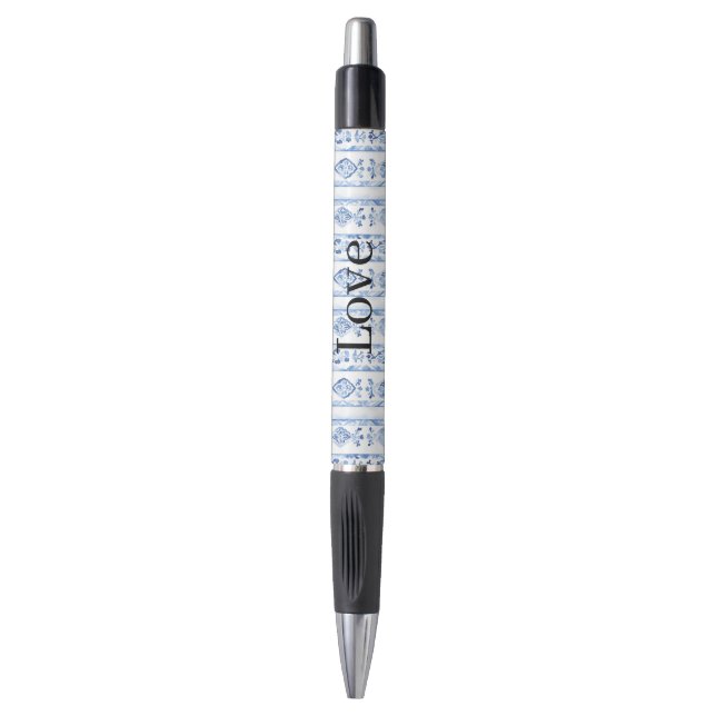 Stylo Rayures bleues rustiques siciliennes italiennes (Devant (Vertical))