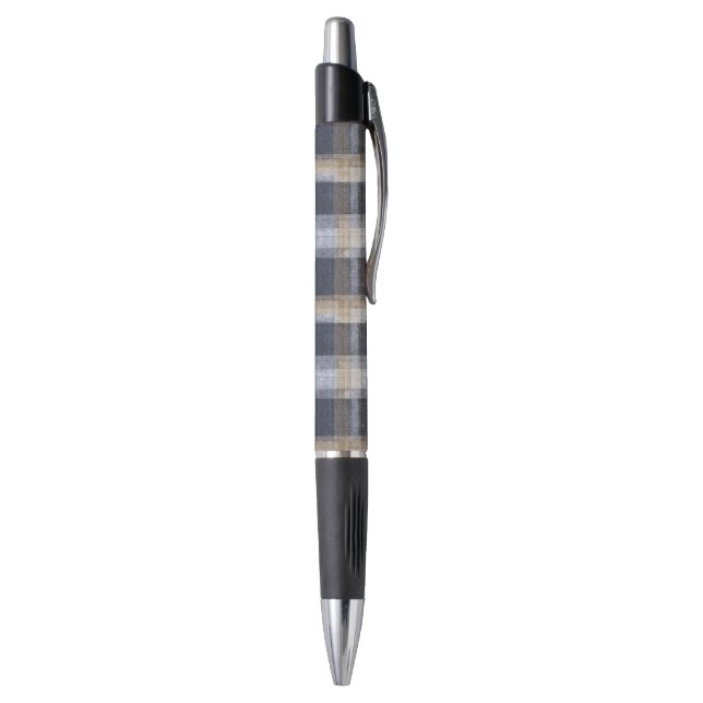Stylo Rayures Carreaux Crème Bleu (Bas (Vertical))