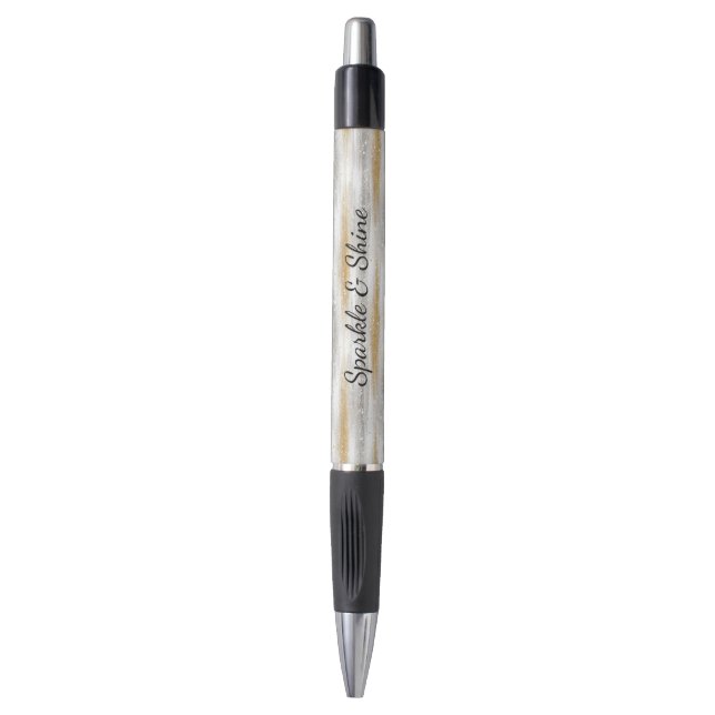 Stylo Rayures clinquantes argent or (Devant (Vertical))