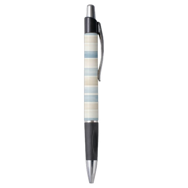 Stylo Rayures Crème Bleu de Plage   (Bas (Vertical))