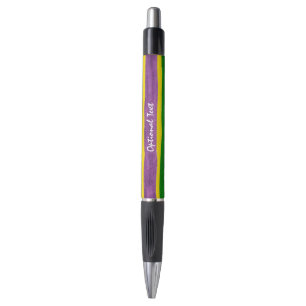 Stylo Rayures pourpres peintes à la main d'or vert de