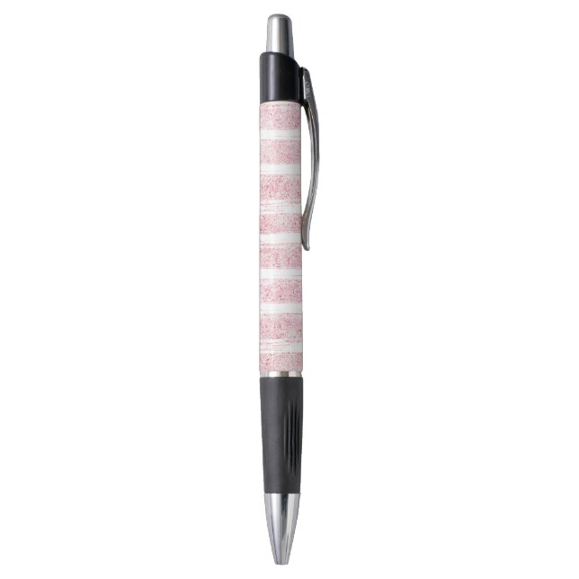 Stylo Rayures Rose Pailletées (Bas (Vertical))