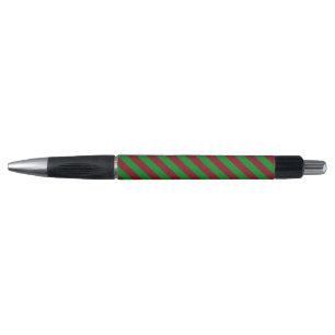 Stylo Rayures rouges et vertes Paillettes