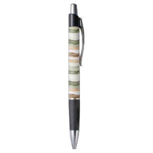 Stylo Rayures Vert Crème Marron Beige