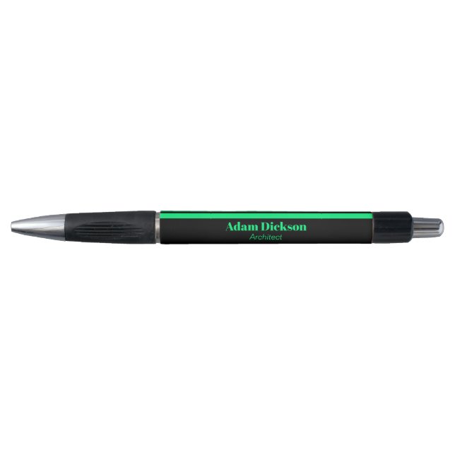 Stylo Rayures vert néon noir (Devant)