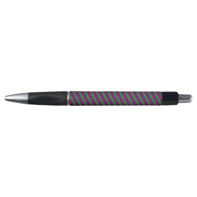 Stylo Rayures Vertes & Violettes Paillettes (Devant)