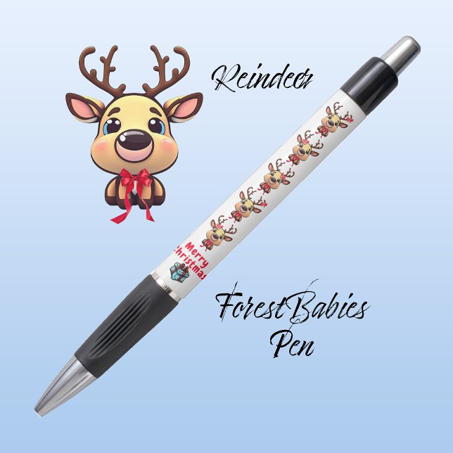 Stylo Reindeer Cute Funny Xmas Deer avec Antlers 🦌 blan (Créateur téléchargé)