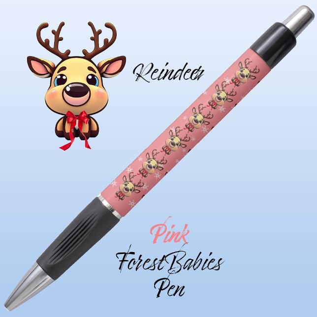 Stylo Reindeer Cute Funny Xmas Deer avec Antlers 🦌 rose (Cute Whimsical Reindeer  Xmas Deer Doe Fawn Antler Animal Cartoon Graphic Pink ForestBabies Pen 🦌)