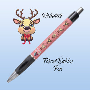 Stylo Reindeer Cute Funny Xmas Deer avec Antlers 🦌 rose
