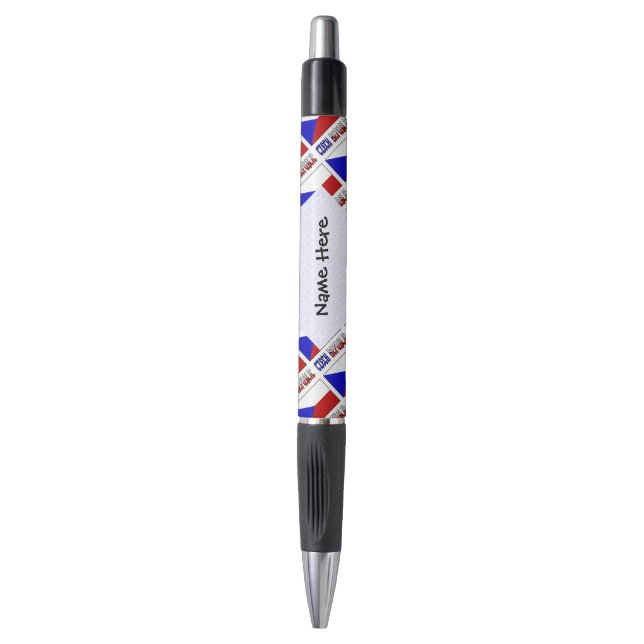 Stylo République tchèque et drapeau tchèque personnalisé (Devant (Vertical))