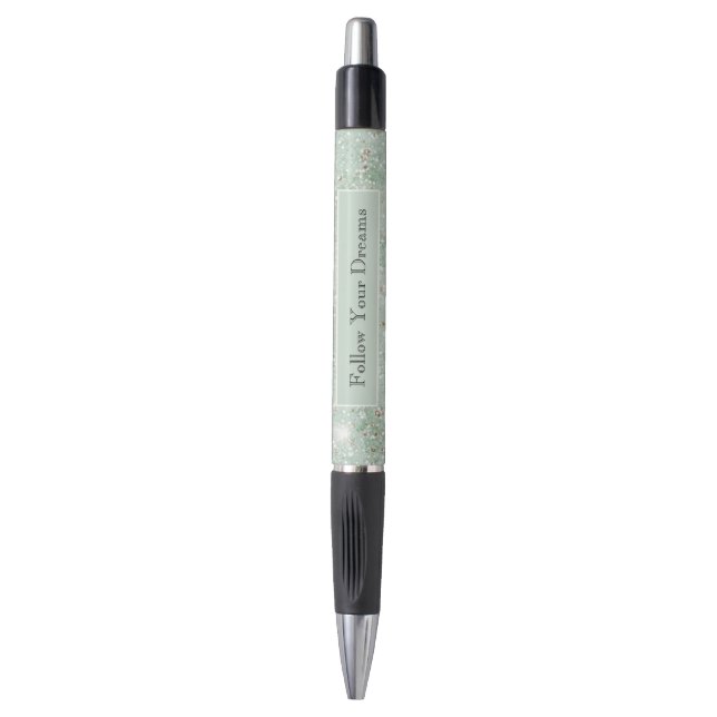 Stylo Rêves Pailletés de Vert Menthe Féminin (Devant (Vertical))
