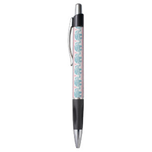 Stylo Rose et motif ethnique turquoise d'éléphant
