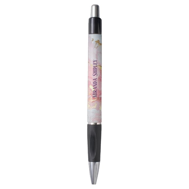 Stylo Rose et Or Élégant Peinture Nom Violet (Devant (Vertical))