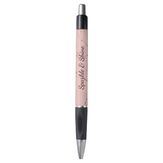 Stylo Rose Gold Pailleté Rose Clair Étincelant (Devant (Vertical))