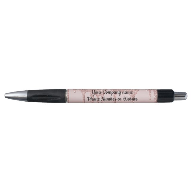 Stylo Rose Gold Rose Pâle Pailleté Tendance  (Devant)