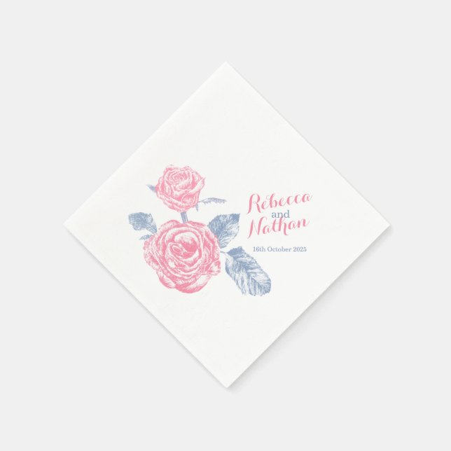 Stylo rose mariage dessin serviettes en papier ble (Coin)