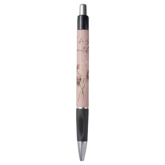Stylo Roses Fleurales Roses Rouges Roses (Devant (Vertical))