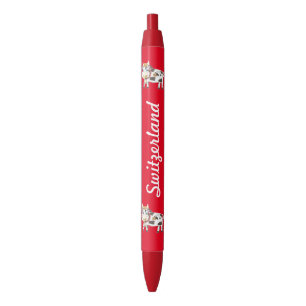 Stylo rouge de la Suisse avec des vaches