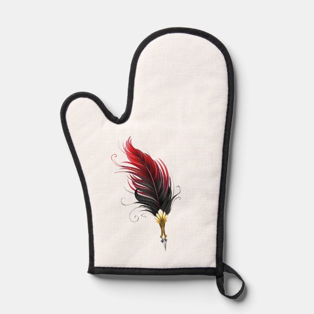 Stylo rouge en plumes avec nib or (Recto)
