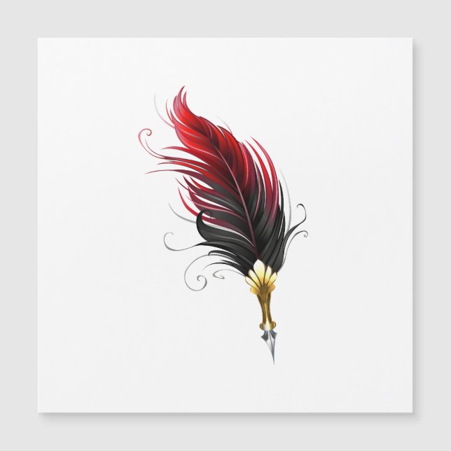 Stylo rouge en plumes avec nib or (Devant)