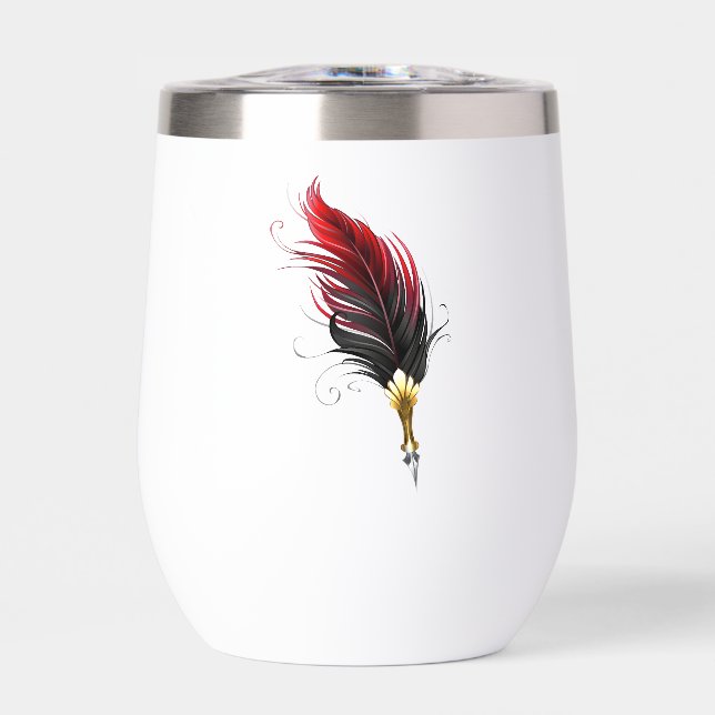 Stylo rouge en plumes avec nib or (Avant)