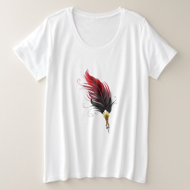 Stylo rouge en plumes avec nib or (Design devant)