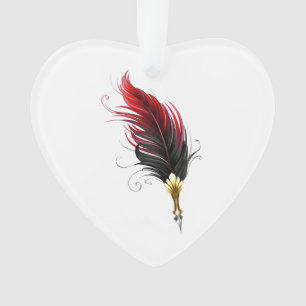 Stylo rouge en plumes avec nib or