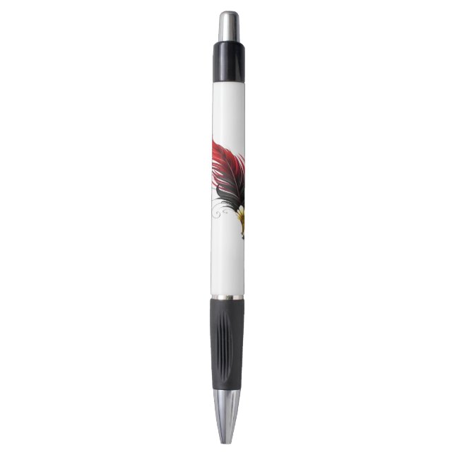 Stylo rouge en plumes avec nib or (Devant (Vertical))